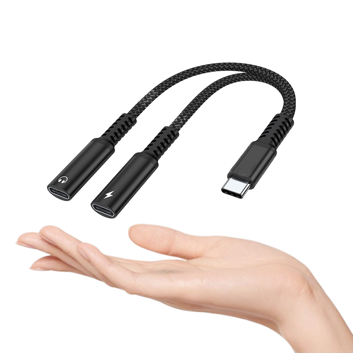 Earphone Splitter Jack - 2 in 1 USB Cスプリッター、デュアルタイプCヘッドホンジャックオーディオアダプター、急速充電アダプター（iPhone15、Samsung、Huawei、Xiaomi対応）