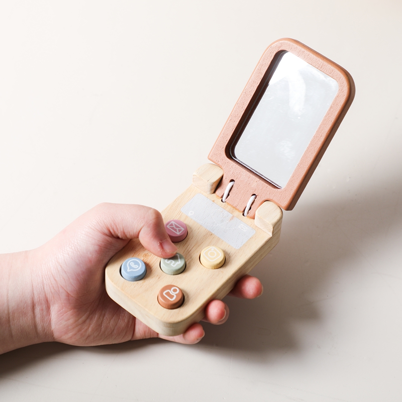 Phone Accessories Baby - モンテッソーリおもちゃ 赤ちゃん用 指先訓練おもちゃ 木製フリップ電話モデル 子供用プレイハウス 携帯電話おもちゃ