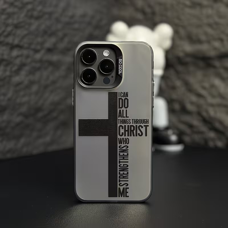 Xo Phone Accessories - 指紋防止クロス聖書柄iPhoneケース iPhone 17 16 15 14