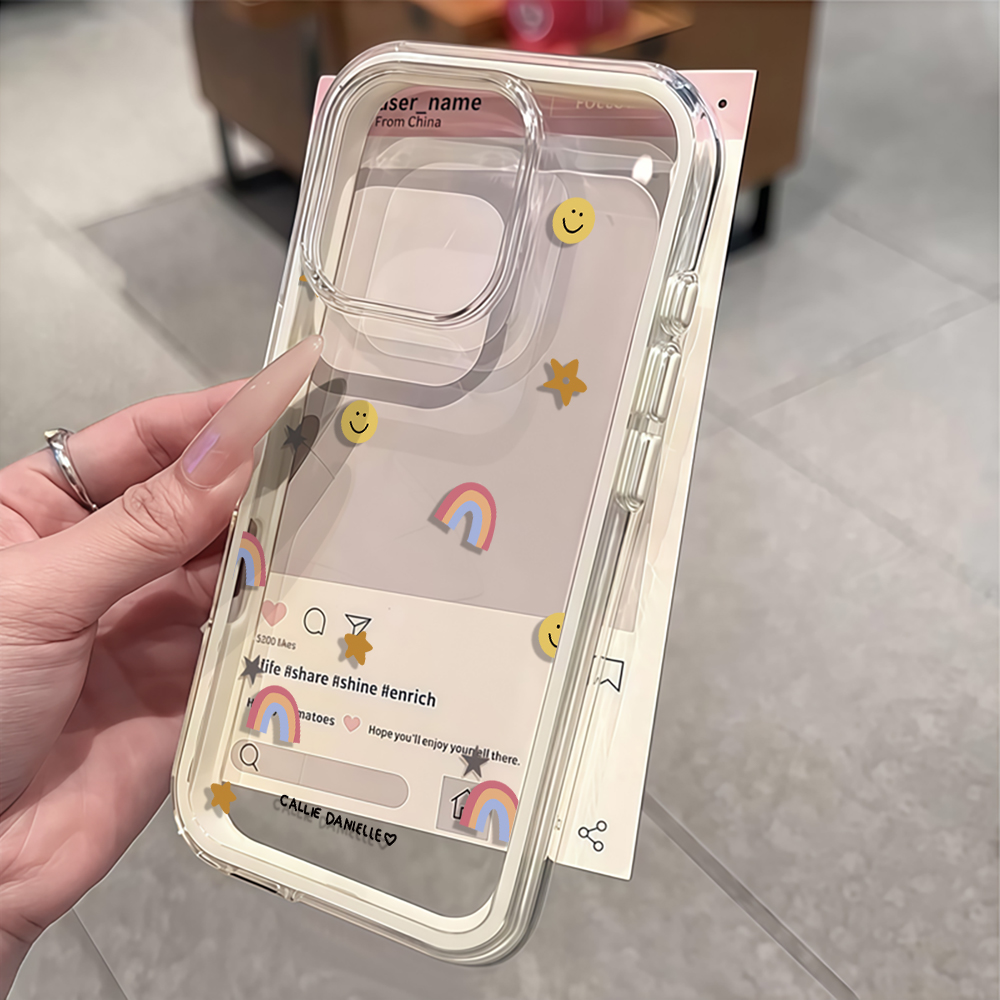 Xo Phone Accessories - 可愛いレインボークリアスマホケース iPhone 17 16 15 Pro
