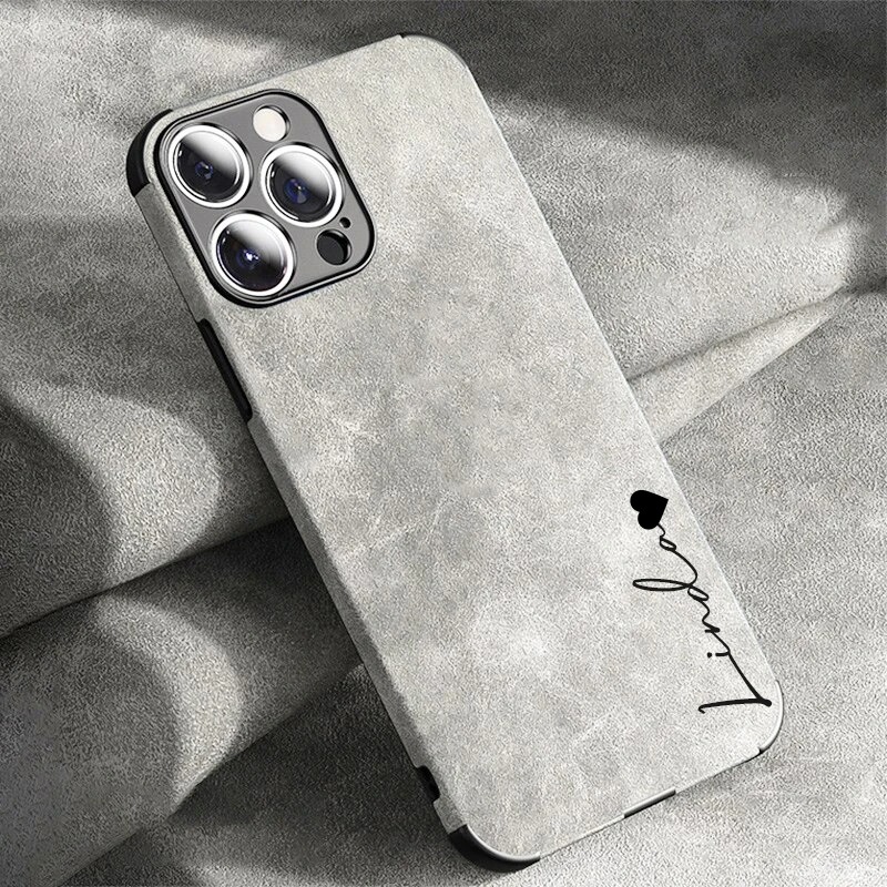 Phone Accessories Names - 高級ラムスキンレザーパーソナライズされた名前ケース iPhone 15 16 プロマックス 14