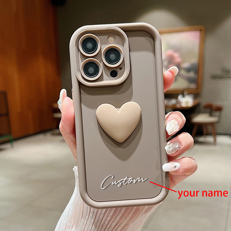 Phone Accessories Names - パーソナライズカスタムネームキュートラブハートケース iPhone 16 15 14 13