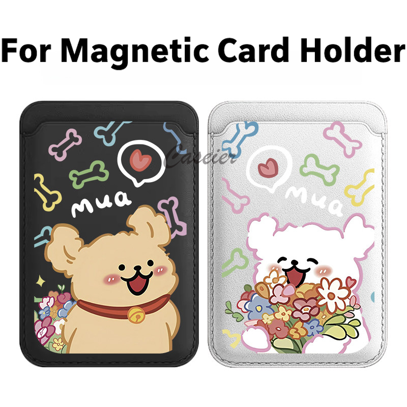 Phone Accessories For Android - カラフルな花柄の子犬磁気レザーウォレット iPhone 17 Pro Max用 Samsung