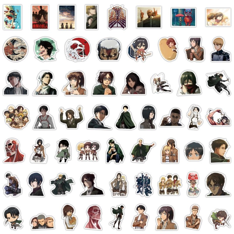Phone Accessories Items - 60枚入り 進撃の巨人 アニメステッカー かわいい 防水デカール DIYデコレーション