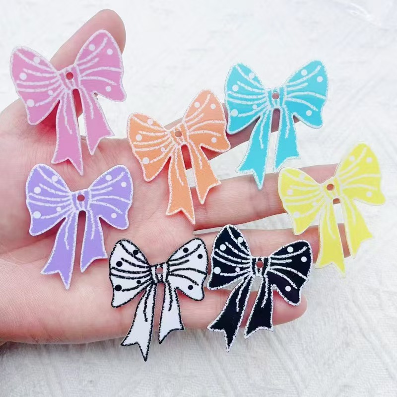 Phone Accessories Keychain - 10個のトレンディな新しいマルチカラーアクリルプリントボウバッグペンダント、携帯電話チェーン、キーホルダー、カーアクセサリー、衣料品アクセサリー