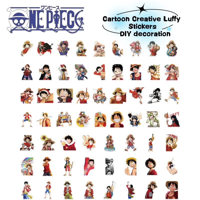 Phone Accessories Items - ワンピースのアニメキャラクター、ルフィの漫画風落書きステッカー。水筒、スマホケース、荷物、DIYステッカー装飾に。