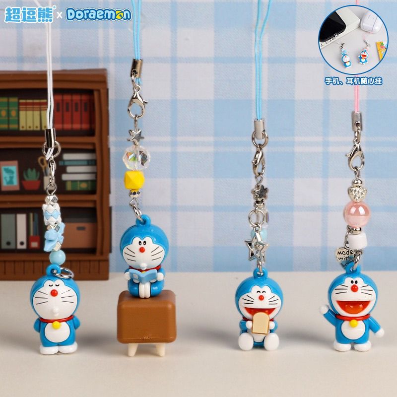 Phone Accessories Keychain - ドラえもん人形キーホルダークリエイティブ猫ペンダント電話チェーンバックパックイヤホンチャームカップルキーアクセサリーギフト
