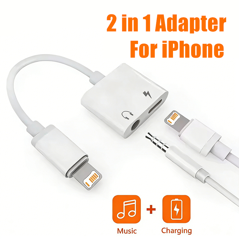 Earphone Splitter Jack - iPhone 11/12/13/14 Pro Max/X/XR/XS用 2in1 iOS