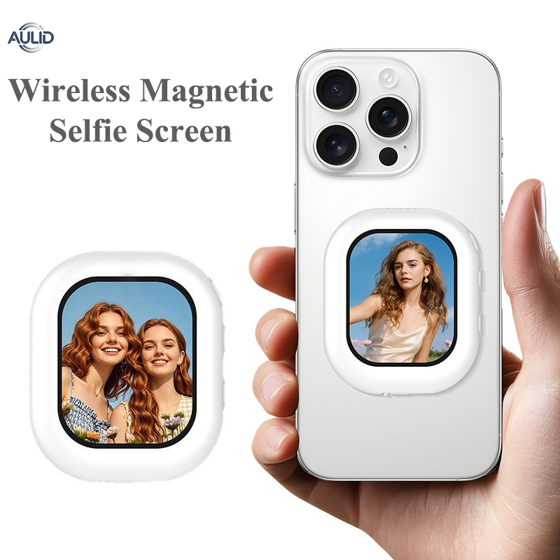 Phone Accessories For Android - ワイヤレスミニ磁気セルフィースクリーンモニター iPhone 17/16 Androidスマホ背面カメラ撮影用 Vlog ライブ写真撮影アクセサリー