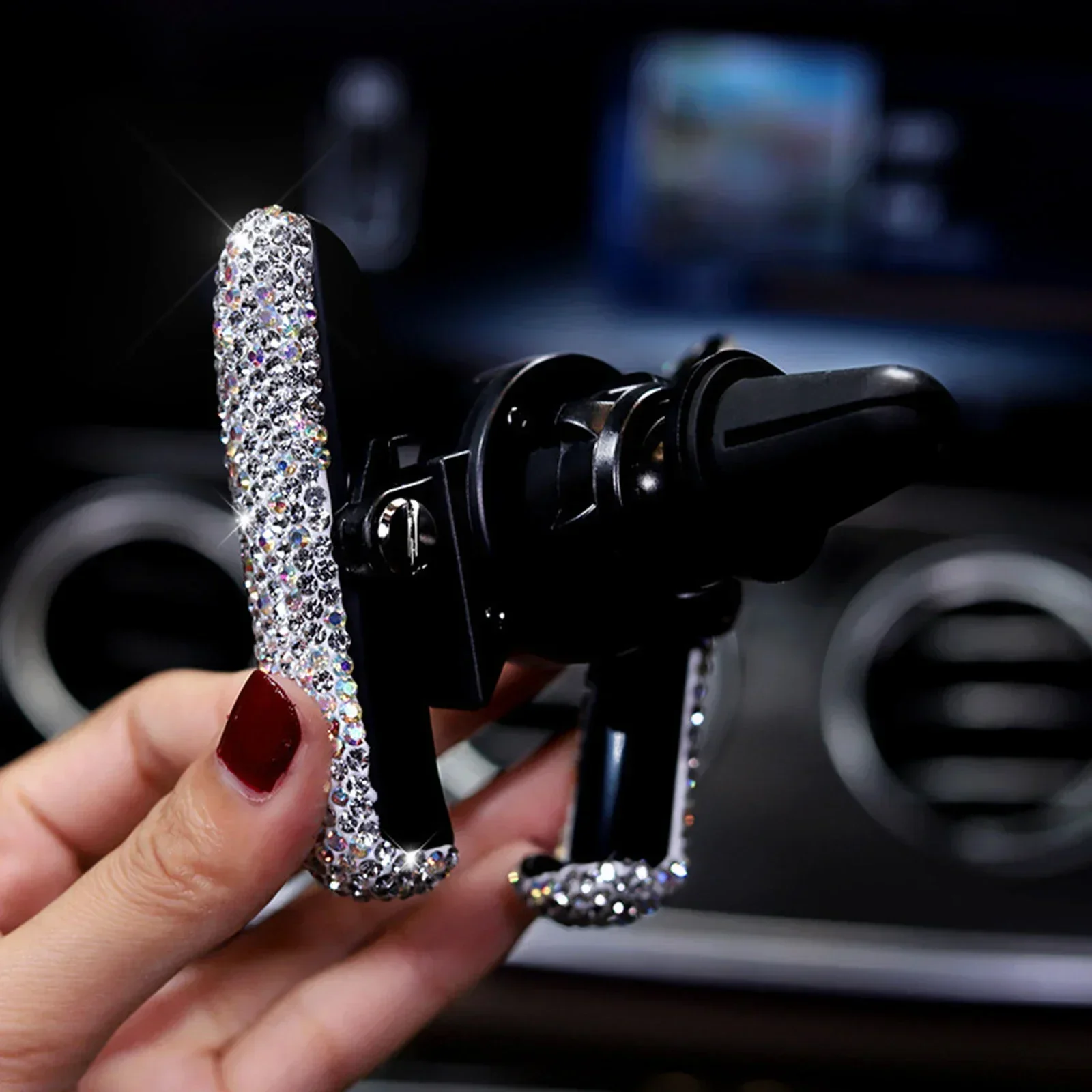 新しい車載電話ホルダー ダイヤモンドクリスタル 車のエアコン - Phone Accessories For Android のレビューと価格