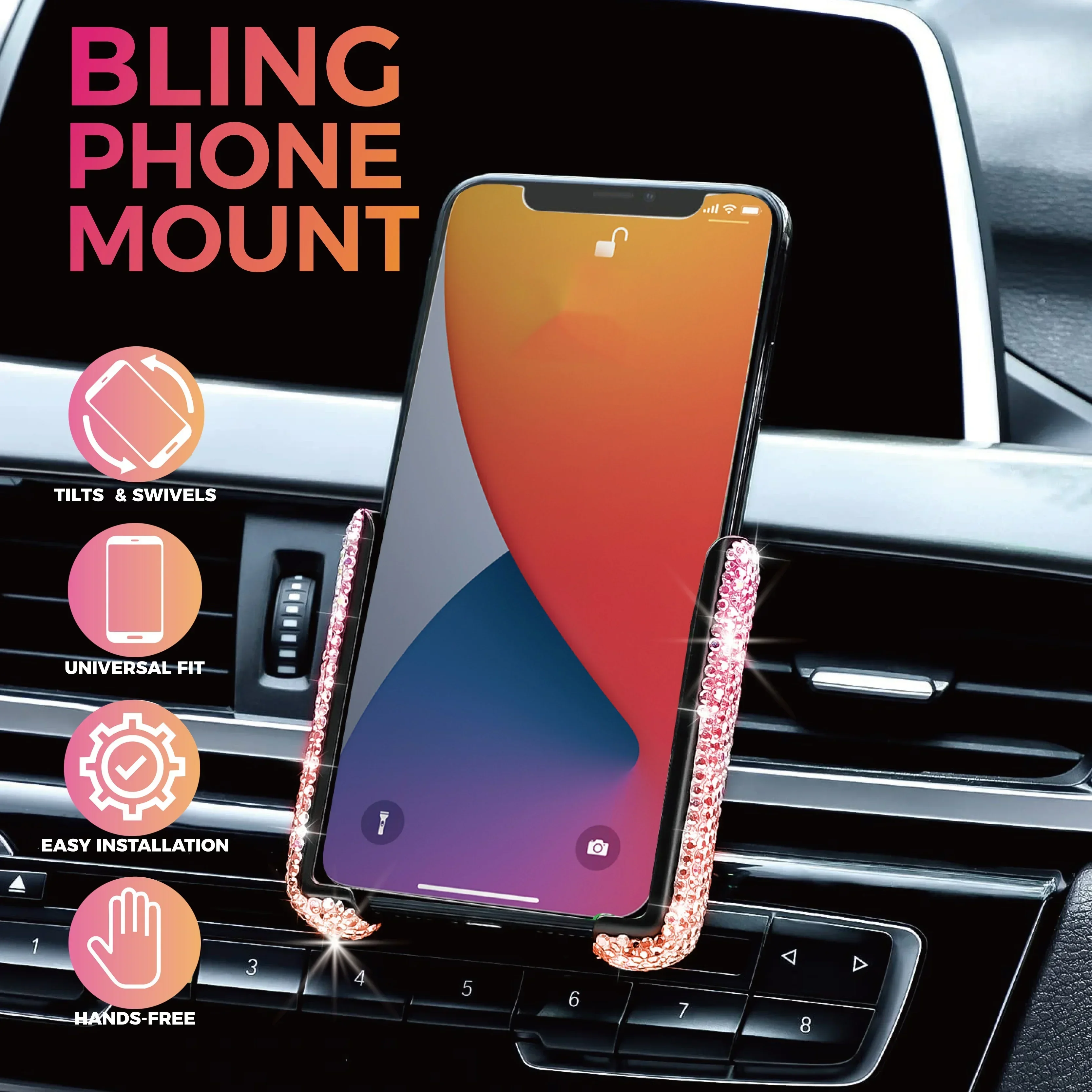 新しい車載電話ホルダー ダイヤモンドクリスタル 車のエアコン - Phone Accessories For Android のレビューと価格