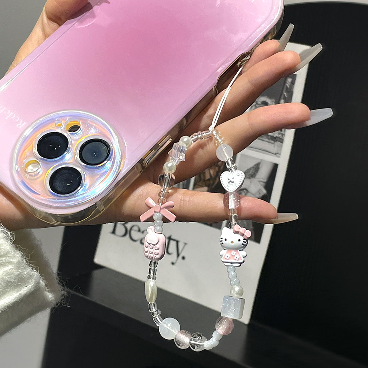インス風可愛いハローキティ紛失防止ビーズ付きスマホストラップ - Phone Accessories Keychain のレビューと価格