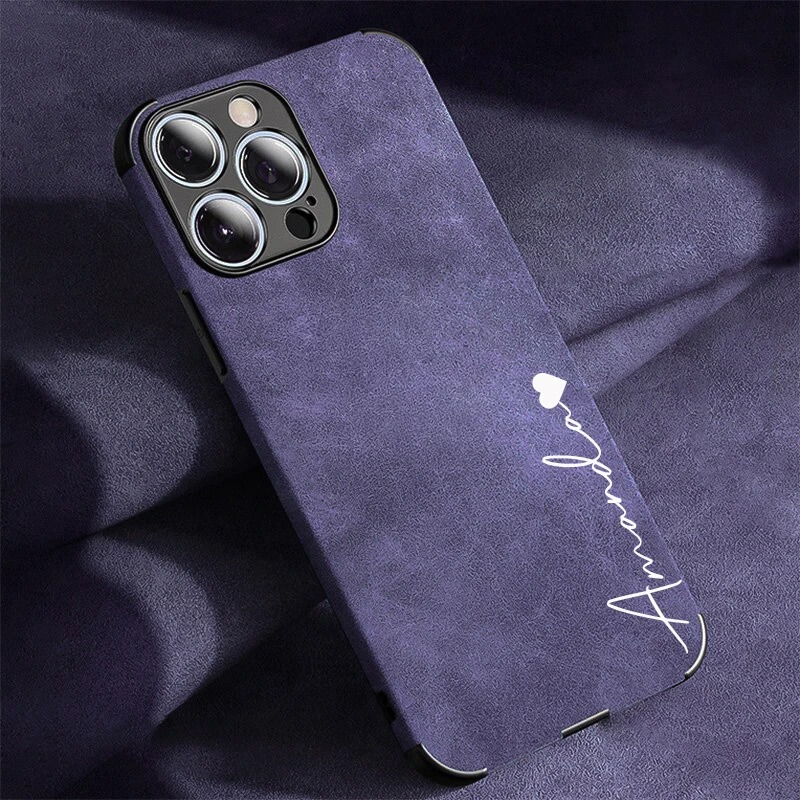 高級ラムスキンレザーパーソナライズされた名前ケース iPho - Phone Accessories Names のレビューと価格