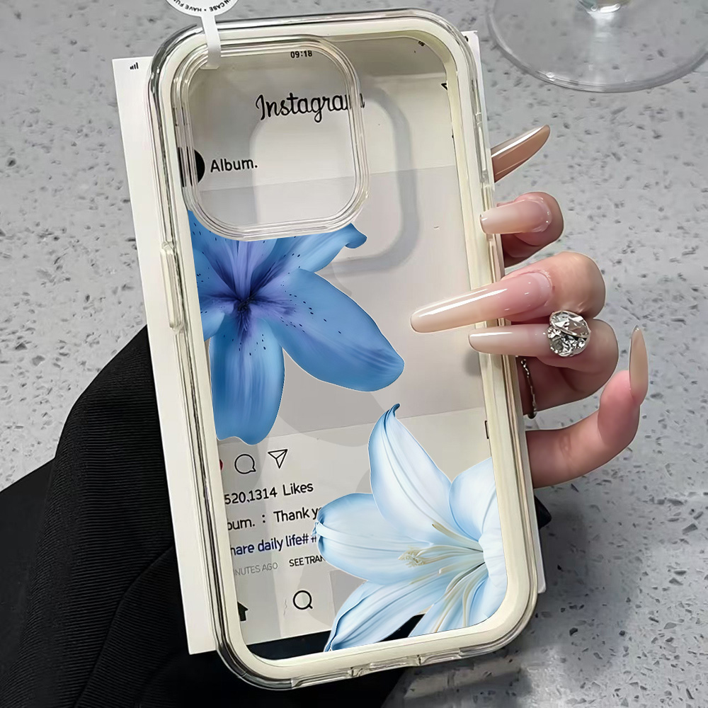 青いユリの花柄クリアスマホケース iPhone 17 13  - Xo Phone Accessories のレビューと価格