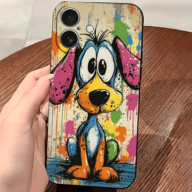落書きカラーの子犬柄TPUスマホケース iPhone 17  - Xo Phone Accessories のレビューと価格