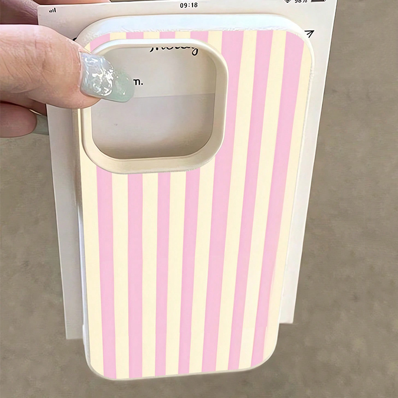 シンプルなピンクの縦縞ライチ柄スマホケース iPhone 1 - Xo Phone Accessories のレビューと価格