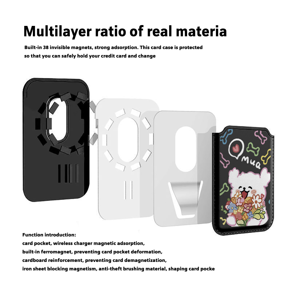 カラフルな花柄の子犬磁気レザーウォレット iPhone 17 - Phone Accessories For Android のレビューと価格
