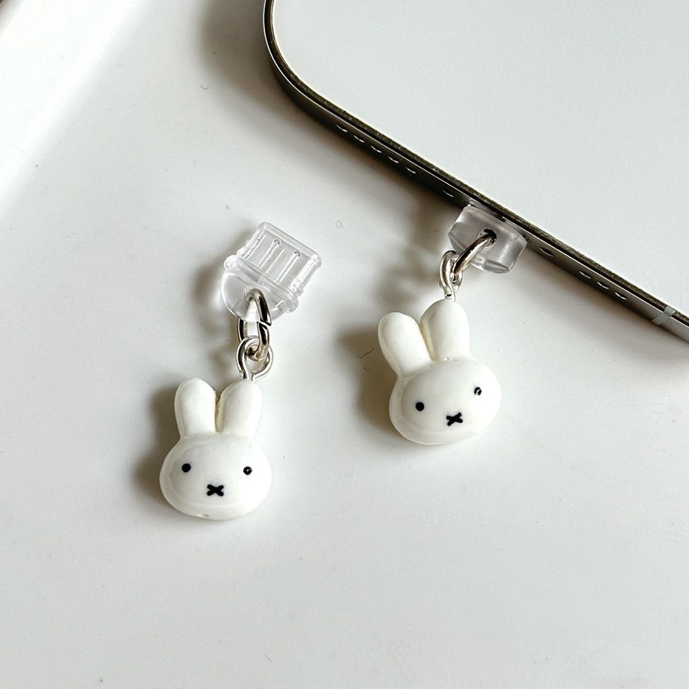 かわいいミッフィー電話充電ポートダストプラグかわいいシリコン - Phone Accessories For Android のレビューと価格
