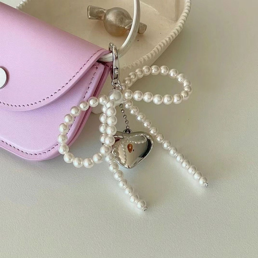 韓国のかわいいリボンパールフォンペンダントチェーンY2Kハー - Phone Accessories For Android のレビューと価格