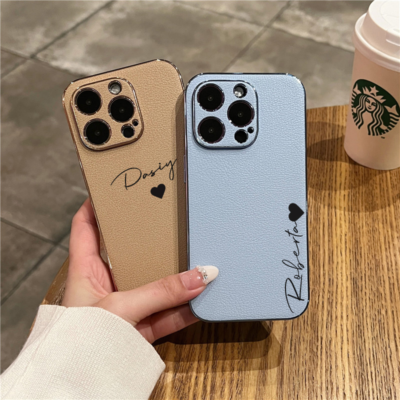 IPhone用カスタムネームケース,ソフトメッキレザーカバー - Phone Accessories Names のレビューと価格