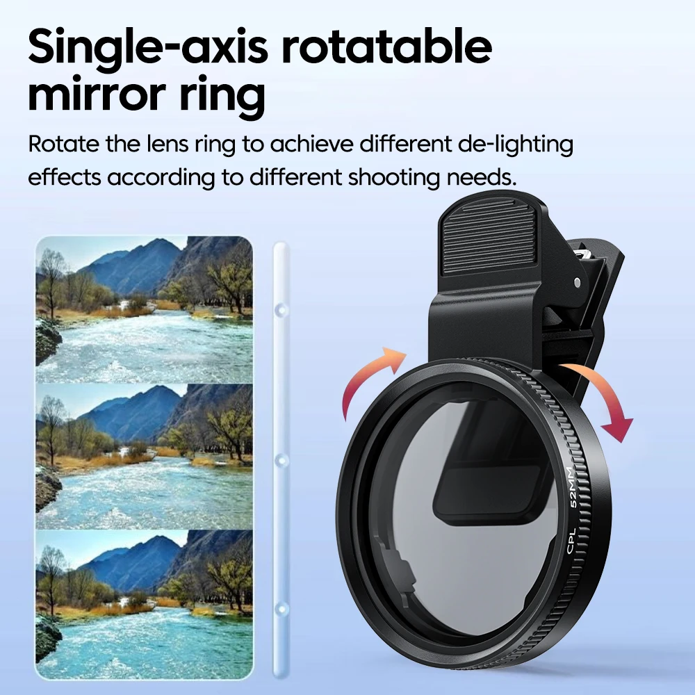 新しい52mm CPL携帯電話レンズフィルターレンズクリップ - Phone Accessories Items のレビューと価格
