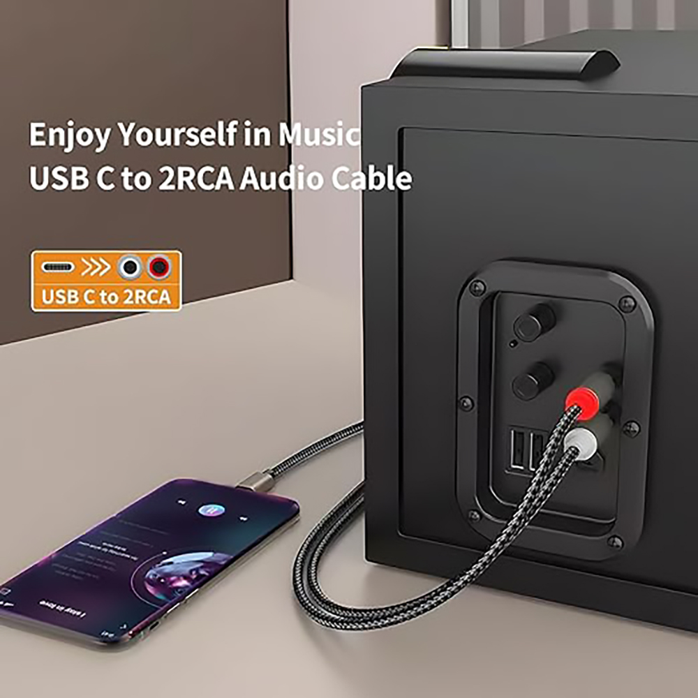 USB C - 2 RCAオーディオケーブル、Type-C  - Earphone Splitter Jack のレビューと価格