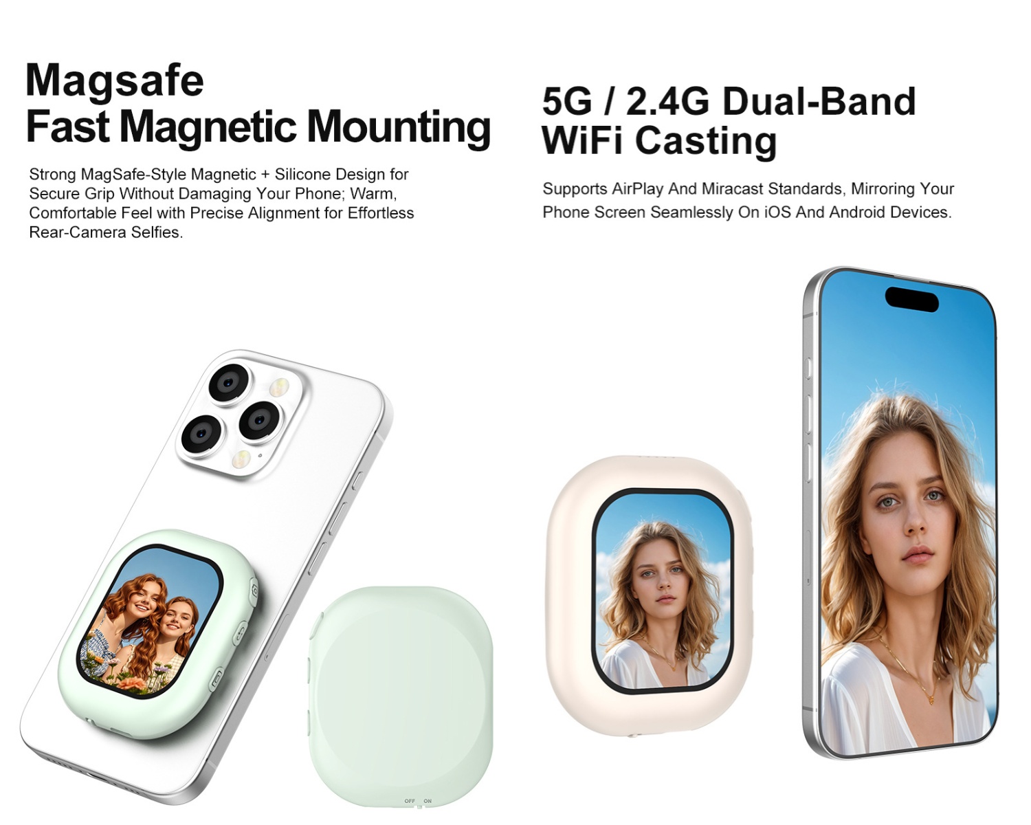 ワイヤレスミニ磁気セルフィースクリーンモニター iPhone - Phone Accessories For Android のレビューと価格
